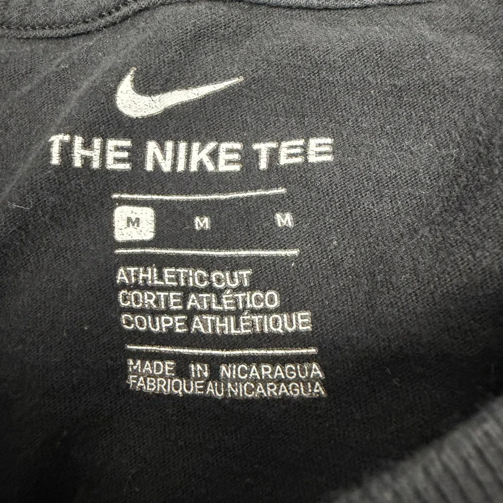 Nike Mens Long Sleeve T-Shirt Athletic Cut Swoosh Logo Black Gray Medium 13564